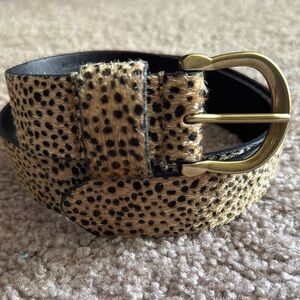 Leopard Print Belt with Gold Buckle
